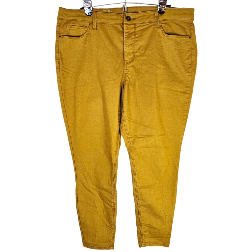 True Craft Mid Rise Skinny Pants Women's 20 Mustard Yellow Stretch Casual Indie